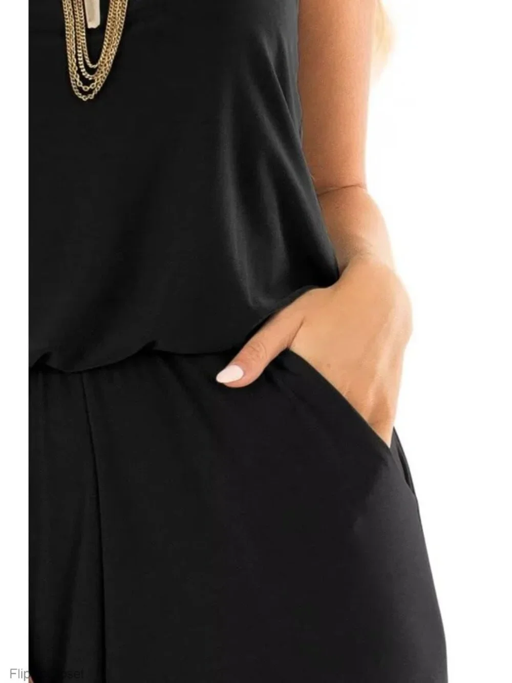 Women's Sleeveless Wide Leg Jumpsuit Romper with Pockets, V-Neck Summer Outfit